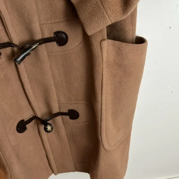Burberry Vintage Wool Hooded Duffle Coat Beige Sz Small